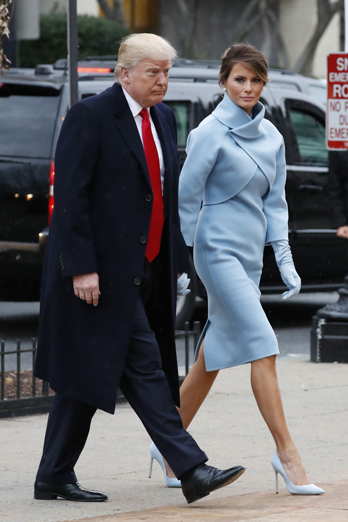 melania trump dress платье трамп голубое платье малинии трамп образ меланьи трамп на инаугурации стиль первой леди сша ральф лорен платье трамп